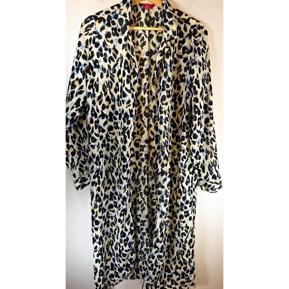 GUESS Women's Animal Print Long Sheer Open Front Jacket Size Small